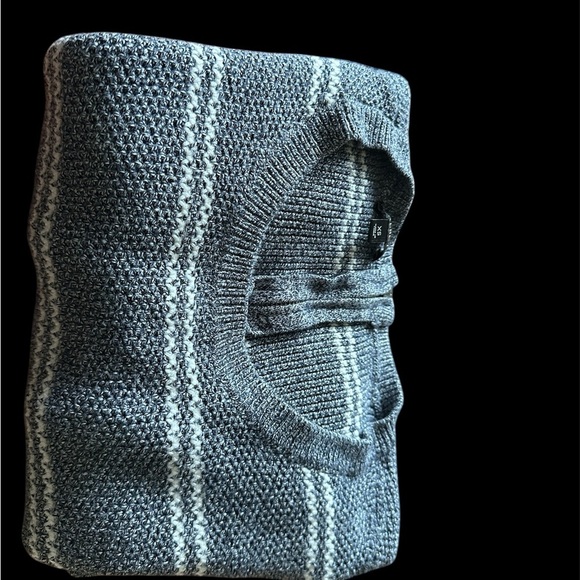 Talbots Gray and White Crewneck Sweater Striped Knit - Picture 4 of 4